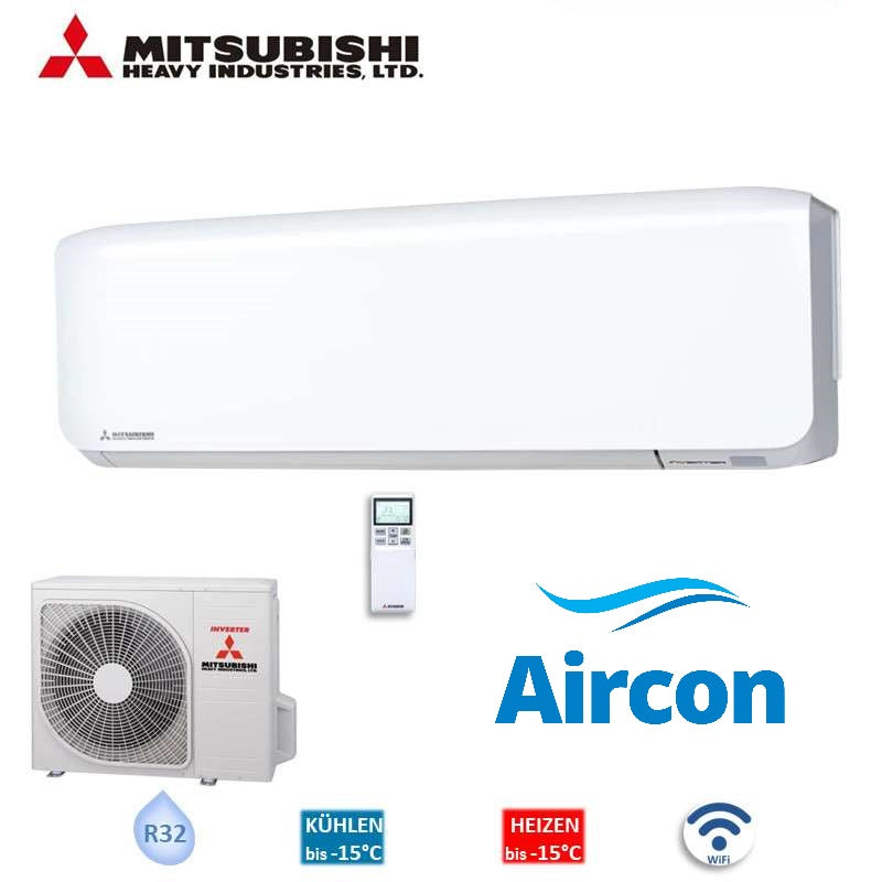 Mitsubishi Heavy Set SRK25ZS-WF + SRC25ZS-W Wandgerät 2,5 kW WiFi R32 Klimaanlage