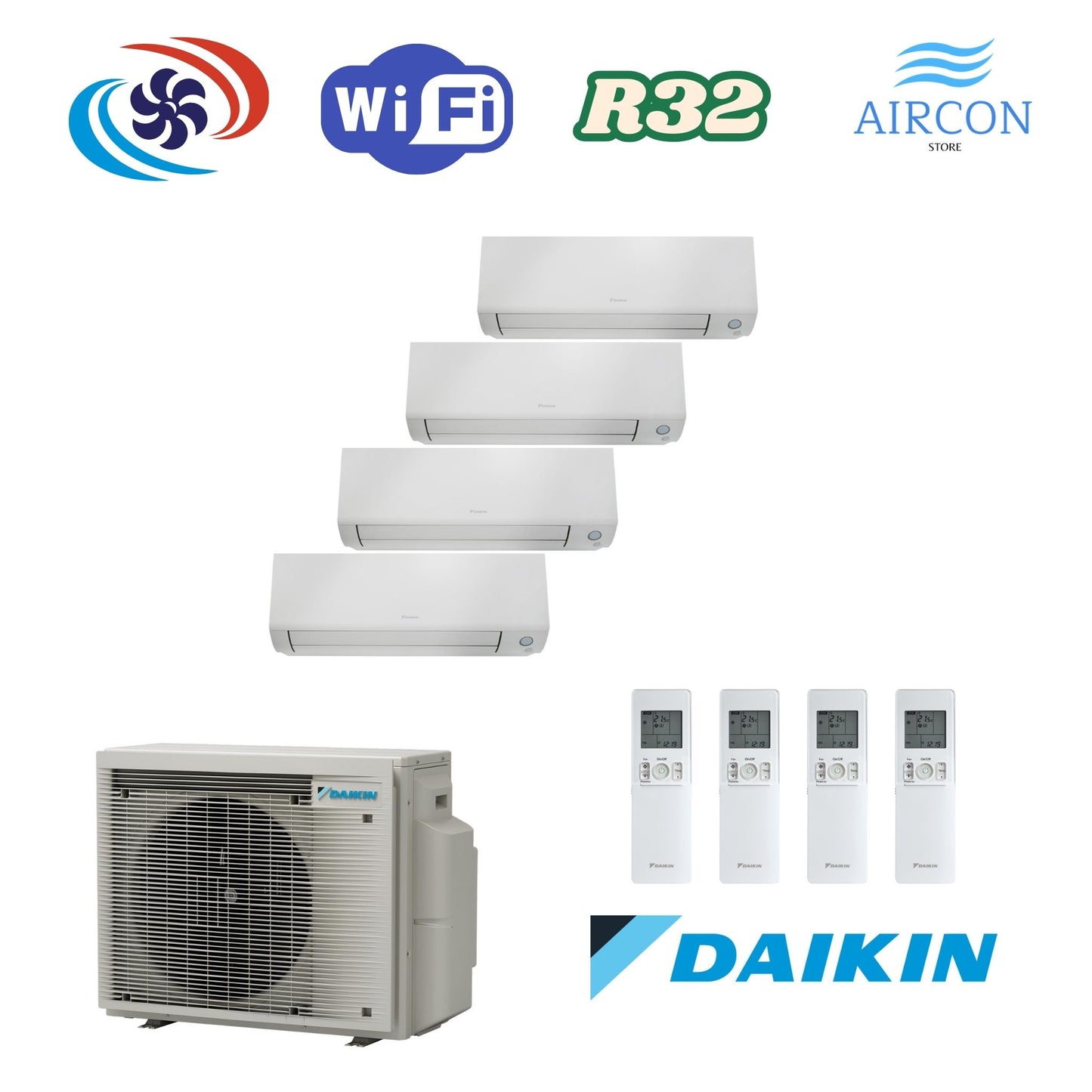 Daikin Perfera 1x FTXM 20A / 1x FTXM 25A / 1x FTXM 35A / 1x FTXM 50A und 4MXM80A9 Multi-Split Klimaanlage