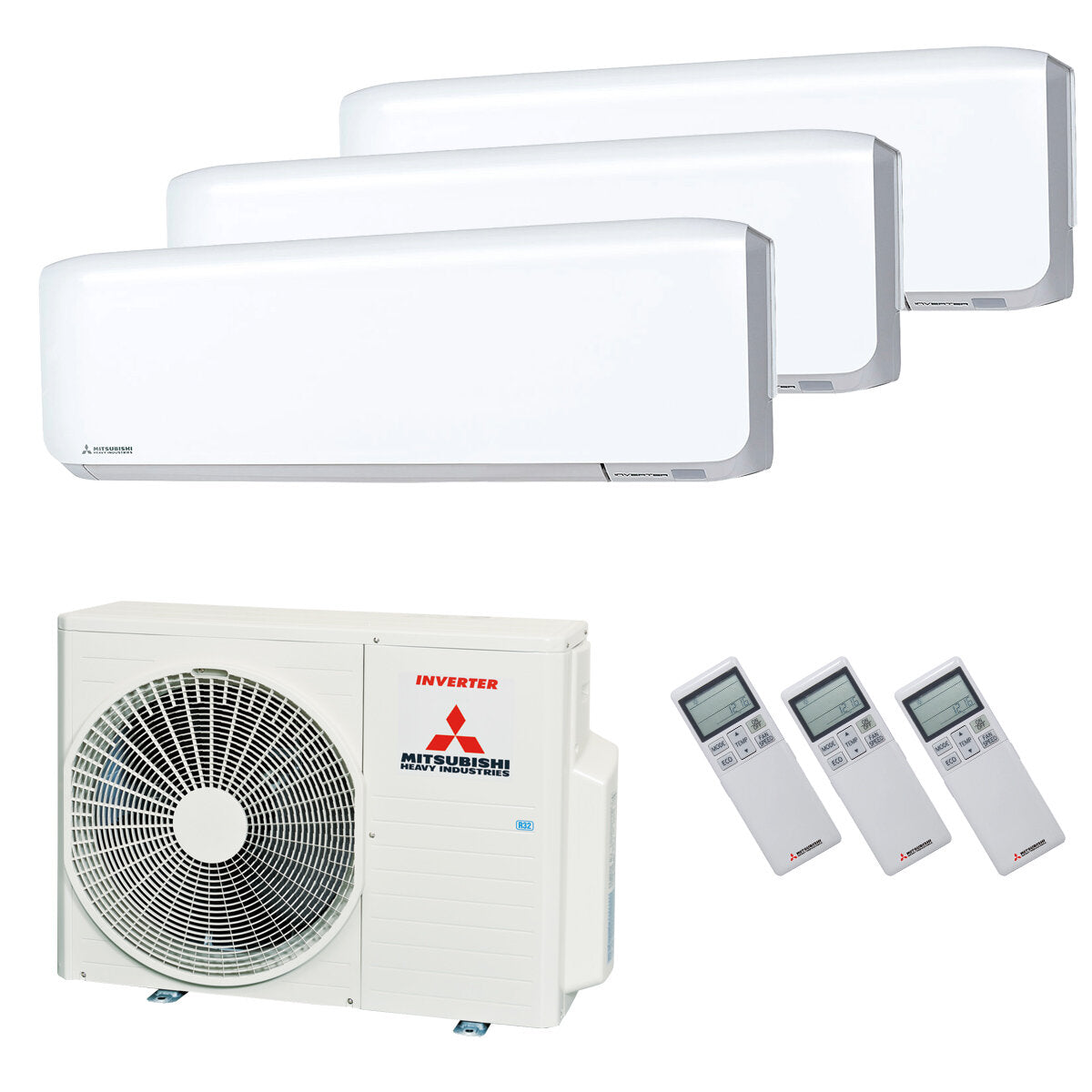 Mitsubishi Heavy Set 3 x SRK25ZS-WF Wandgeräte + SCM50ZS-W Außengerät Klimaanlage 2,5kW WiFi R32