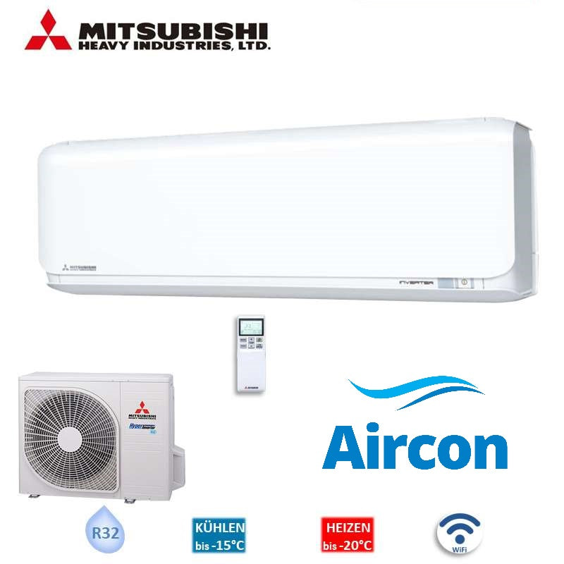 Mitsubishi Heavy Set SRK20ZSX-WF + SRC20ZSX-W Wandgerät 2,0 kW WiFi R32 Klimaanlage