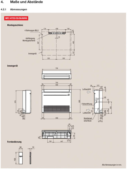 Mitsubishi Electric MFZ-KT25VG/SUZ-M25VA Truhengerät Klimaanlage